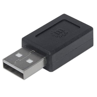Manhattan USB-C to USB-A Adapter, Female to Male, 480 Mbps (USB 2.0), Hi-Speed USB, Black, Lifetime Warranty view 1