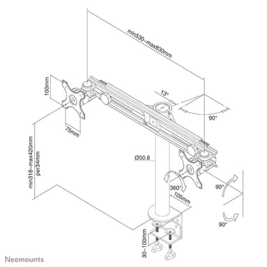 Neomounts FPMA-D700D Monitor arm 19-30" view 4