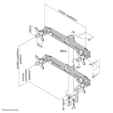 Neomounts FPMA-D700D4 Monitor arm 19-30" view 8