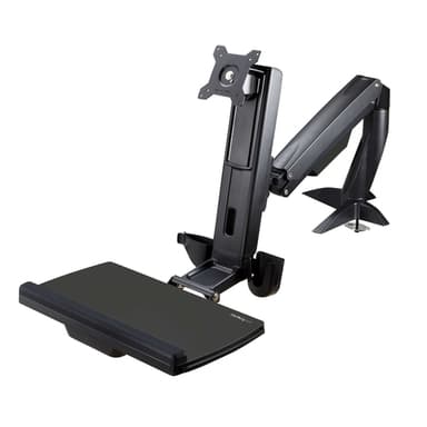 StarTech.com Sit Stand Monitor Arm - Desk Mount Adjustable Sit-Stand Workstation Arm for Single 27" VESA Mount Display - Ergonomic Articulating Standing Desk Converter with Keyboard Tray - TAA view 3