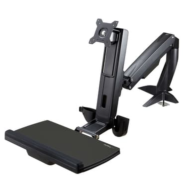 StarTech.com Sit Stand Monitor Arm - Desk Mount Adjustable Sit-Stand Workstation Arm for Single 27" VESA Mount Display - Ergonomic Articulating Standing Desk Converter with Keyboard Tray - TAA view 1