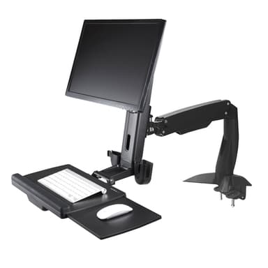 StarTech.com Sit Stand Monitor Arm - Desk Mount Adjustable Sit-Stand Workstation Arm for Single 27" VESA Mount Display - Ergonomic Articulating Standing Desk Converter with Keyboard Tray - TAA view 4