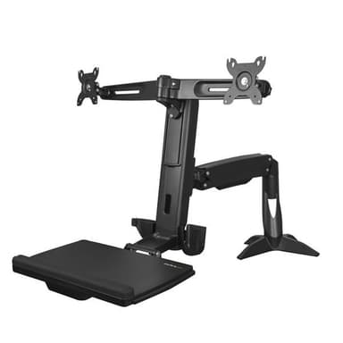 StarTech.com Sit Stand Dual Monitor Arm - Desk Mount Dual Computer Monitor Adjustable Standing Workstation for up to 24" Displays - VESA Ergonomic Stand Up Desk Converter w/ Keyboard Tray view 1