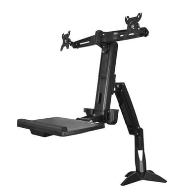 StarTech.com Sit Stand Dual Monitor Arm - Desk Mount Dual Computer Monitor Adjustable Standing Workstation for up to 24" Displays - VESA Ergonomic Stand Up Desk Converter w/ Keyboard Tray view 4