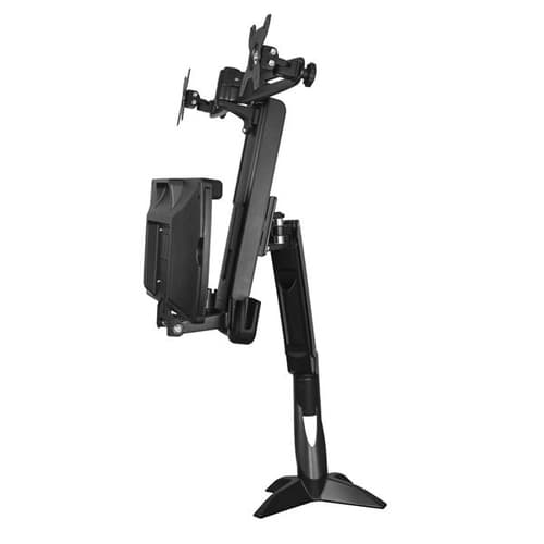 StarTech.com Sit Stand Dual Monitor Arm - Desk Mount Dual Computer Monitor Adjustable Standing Workstation for up to 24" Displays - VESA Ergonomic Stand Up Desk Converter w/ Keyboard Tray