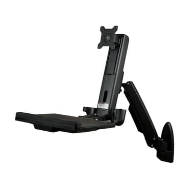 StarTech.com Wall Mount Workstation - Articulating Full Motion Standing Desk with Ergonomic Height Adjustable Monitor & Keyboard Tray Arm - Mouse & Scanner Holders - Single VESA Display - TAA view 2