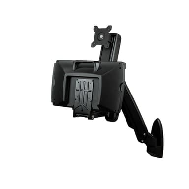 StarTech.com Wall Mount Workstation - Articulating Full Motion Standing Desk with Ergonomic Height Adjustable Monitor & Keyboard Tray Arm - Mouse & Scanner Holders - Single VESA Display - TAA view 4