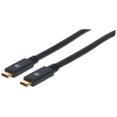 Manhattan USB-C to USB-C Cable, 2m, Male to Male, Black, 5 Gbps (USB 3.2 Gen1 aka USB 3.0), 3A (fast charging), SuperSpeed USB, Lifetime Warranty, Equivalent to USB315CC2M view 1