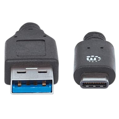 Manhattan USB-C to USB-A Cable, 1m, Male to Male, 10 Gbps (USB 3.2 Gen2 aka USB 3.1), 3A (fast charging), SuperSpeed+ USB, Black, Lifetime Warranty, Equivalent to USB31AC1M view 3