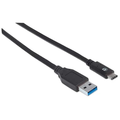 Manhattan USB-C to USB-A Cable, 1m, Male to Male, 10 Gbps (USB 3.2 Gen2 aka USB 3.1), 3A (fast charging), SuperSpeed+ USB, Black, Lifetime Warranty, Equivalent to USB31AC1M view 2