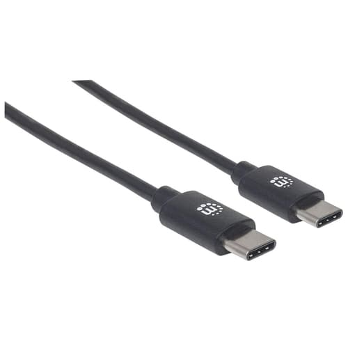 Manhattan USB-C to USB-C Cable, 1m, Male to Male, 480 Mbps (USB 2.0), 3A (fast charging), Hi-Speed USB, Black, Lifetime Warranty, Equivalent to USB2CC1M