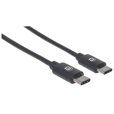 Manhattan USB-C to USB-C Cable, 1m, Male to Male, 480 Mbps (USB 2.0), 3A (fast charging), Hi-Speed USB, Black, Lifetime Warranty, Equivalent to USB2CC1M view 2