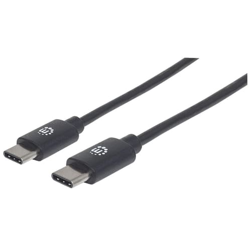 Manhattan USB-C to USB-C Cable, 1m, Male to Male, 480 Mbps (USB 2.0), 3A (fast charging), Hi-Speed USB, Black, Lifetime Warranty, Equivalent to USB2CC1M