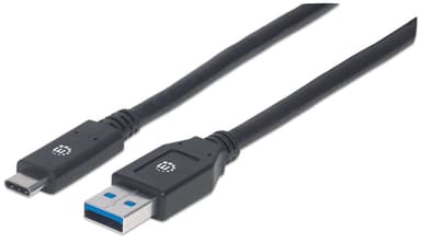 Manhattan USB-C to USB-A Cable, 3m, Male to Male, 5 Gbps (USB 3.2 Gen1 aka USB 3.0), 3A (fast charging), SuperSpeed USB, Black, Lifetime Warranty view 1