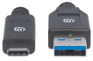 Manhattan USB-C to USB-A Cable, 3m, Male to Male, 5 Gbps (USB 3.2 Gen1 aka USB 3.0), 3A (fast charging), SuperSpeed USB, Black, Lifetime Warranty view 3