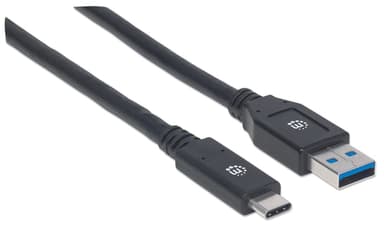 Manhattan USB-C to USB-A Cable, 3m, Male to Male, 5 Gbps (USB 3.2 Gen1 aka USB 3.0), 3A (fast charging), SuperSpeed USB, Black, Lifetime Warranty view 2