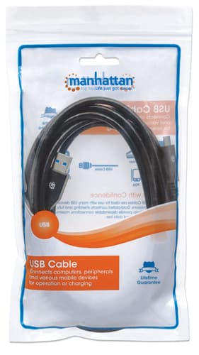 Manhattan USB-C to USB-A Cable, 3m, Male to Male, 5 Gbps (USB 3.2 Gen1 aka USB 3.0), 3A (fast charging), SuperSpeed USB, Black, Lifetime Warranty view 5