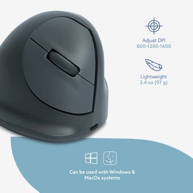 R-Go Tools Vertical mouse R-Go HE Basic, ergonomic mouse, medium (hand size ≥ 185 mm), right-handed, Bluetooth, grey view 12
