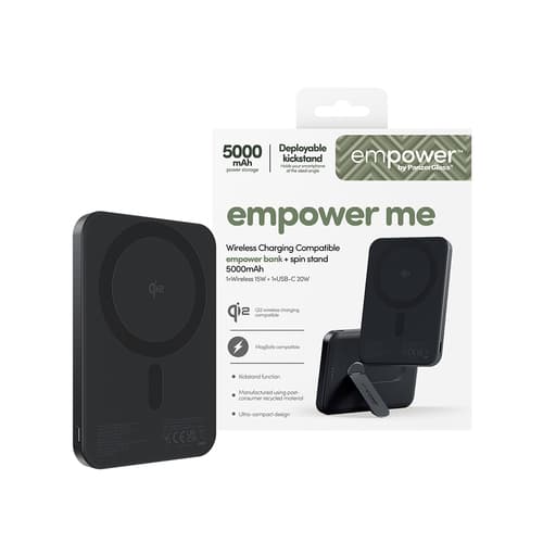 PanzerGlass empower™ by ® empower™ Bank w. Spin Stand | 5000mAh | Space Black