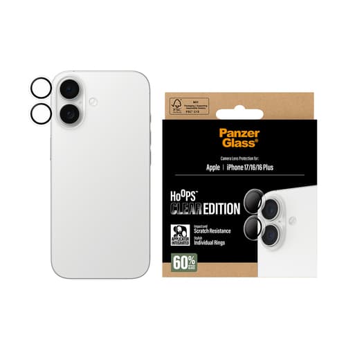 PanzerGlass ® Hoops® Camera Lens Protector Transparent iPhone 17 | iPhone 16 | 16 Plus Clear screen protector Apple 1 pc(s)