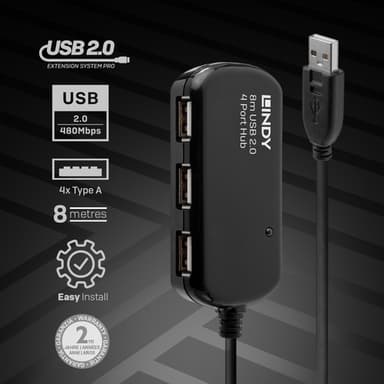 Lindy 8m USB 2.0 Active Extension Pro Hub view 3