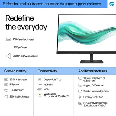 HP Series 3 Pro 23.8 inch FHD Monitor - 324ph view 3