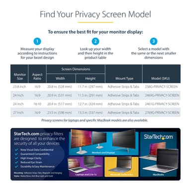 StarTech.com 24-inch 16:9 Gold Monitor Privacy Screen, Reversible Filter w/Enhanced Privacy, Glossy Computer Security Filter, Removable Screen Protector/Shield, +/- 30 Deg. view 11