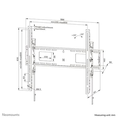 Neomounts WL35-750BL18 Heavy duty wall mount 55-98" - tilt - lockable - fast installation - TÜV view 20