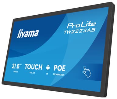 iiyama TW2223AS-B3P Signage Display Interactive flat panel 54.6 cm (21.5") Wi-Fi 450 cd/m² Full HD Black Touchscreen Built-in processor Android 24/7 view 5