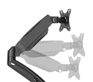 Manhattan Dual Desk Mount for TV & Monitors (Full Motion Spring), For screens 10" to 27", C-Clamp or Grommet Assembly,VESA compatibility: 75x75 and 100x100mm -check the dimensions of the four mounting holes on back of screen to ensure it fits,Max 9kg (each),Bracket view 7