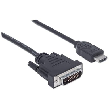 Manhattan HDMI to DVI-D 24+1 Cable, 1.8m, Male to Male, Black, Dual Link, Compatible with DVD-D, Lifetime Warranty, Equivalent to HDMIDVIMM6 view 2