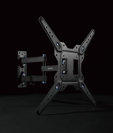 Manhattan Wall Mount for TV & Monitors (Full Motion), For screens 32" to 55", VESA compatibility: all between 100x100mm to 400x400mm - check the dimensions of the four mounting holes on back of screen to ensure it fits, Max 30kg, Black, Bracket view 9