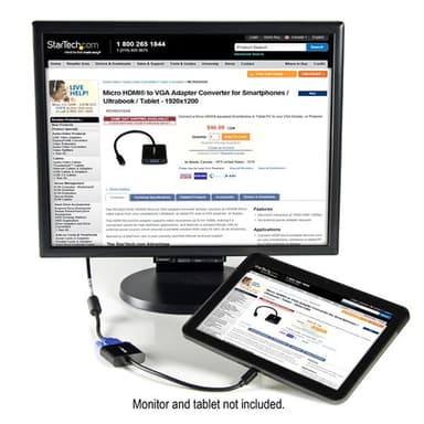 StarTech.com Micro HDMI to VGA Adapter Converter for Smartphones / Ultrabook / Tablet - 1920x1080 view 5