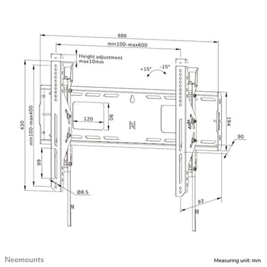 Neomounts WL35-750BL16 Heavy duty wall mount 42-86" - tilt - lockable - fast installation - TÜV view 20