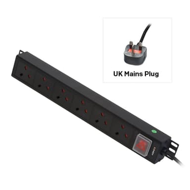 Lindy 6 Way UK Mains Sockets, Vertical PDU with UK Mains Plug view 1