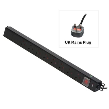 Lindy 8 Way UK Mains Sockets, Vertical PDU with UK Mains Plug view 1