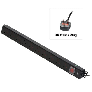 Lindy 10 Way UK Mains Sockets, Vertical PDU with UK Mains Plug view 1