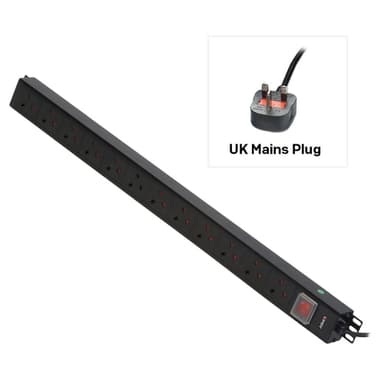 Lindy 12 Way UK Mains Sockets, Vertical PDU with UK Mains Plug view 1