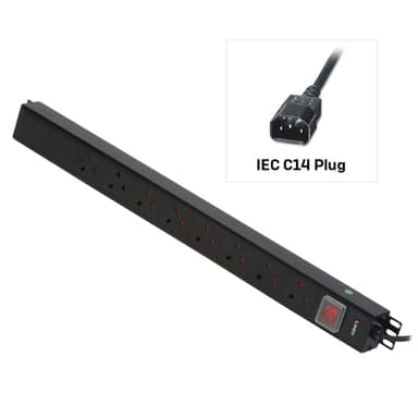 Lindy 8 Way UK Mains Sockets, Vertical PDU with IEC Mains Cable view 1