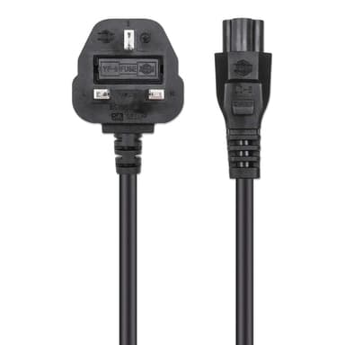 Manhattan Mains Power Cord/Cable, UK 3-pin plug to C5 Female (cloverleaf/triangular), 1.8m, 16A, Lead, Lifetime Warranty view 4