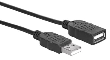 Manhattan USB-A to USB-A Extension Cable, 1m, Male to Female, 480 Mbps (USB 2.0), Hi-Speed USB, Black, Lifetime Warranty, Equivalent to USBEXTAA3BK view 2