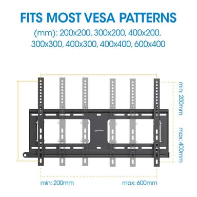 Manhattan Outdoor Wall Mount for TV & Monitors (Tiltable Anti Theft), For screens 37" to 65", VESA compatibility: all between 200x200mm to 600x400mm - check the dimensions of the four mounting holes on back of screen to ensure it fits, Max 80kg, Lockable, Bracket view 9