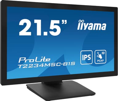 iiyama ProLite T2234MSC-B1S computer monitor 54.6 cm (21.5") 1920 x 1080 pixels Full HD Touchscreen Black view 1