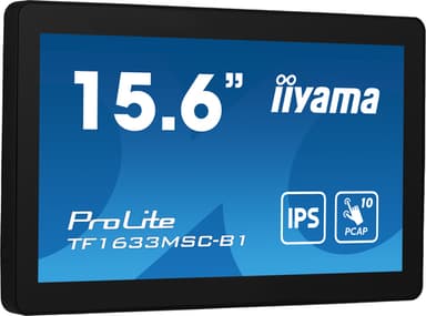 iiyama ProLite TF1633MSC-B1 computer monitor 39.6 cm (15.6") 1920 x 1080 pixels Full HD Touchscreen Black view 1