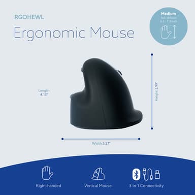 R-Go Tools Ergonomic mouse R-Go HE Break with break software, medium (hand size 165-185 mm), right-handed, Bluetooth, black view 11