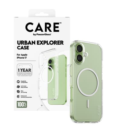 PanzerGlass CARE™ by ® Urban Explorer Case Transparent w. White MagSafe iPhone 17 view 5