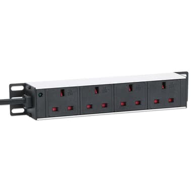 Intellinet 10" 1U PDU 4-way UK, With Indicator, Rackmount, Power Distribution Unit, UK 3-pin outlets, 3m power cord, output view 3