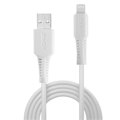 Lindy 2m USB to Lightning Cable, White view 2
