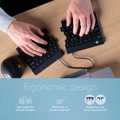 R-Go Tools Ergonomic keyboard R-Go Split Break with break software, ergonomic split keyboard, QWERTY (UK), Bluetooth, black view 9