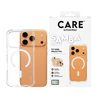 PanzerGlass CARE™ by ® Samba Case Transparent w. White MagSafe iPhone 17 Pro view 2